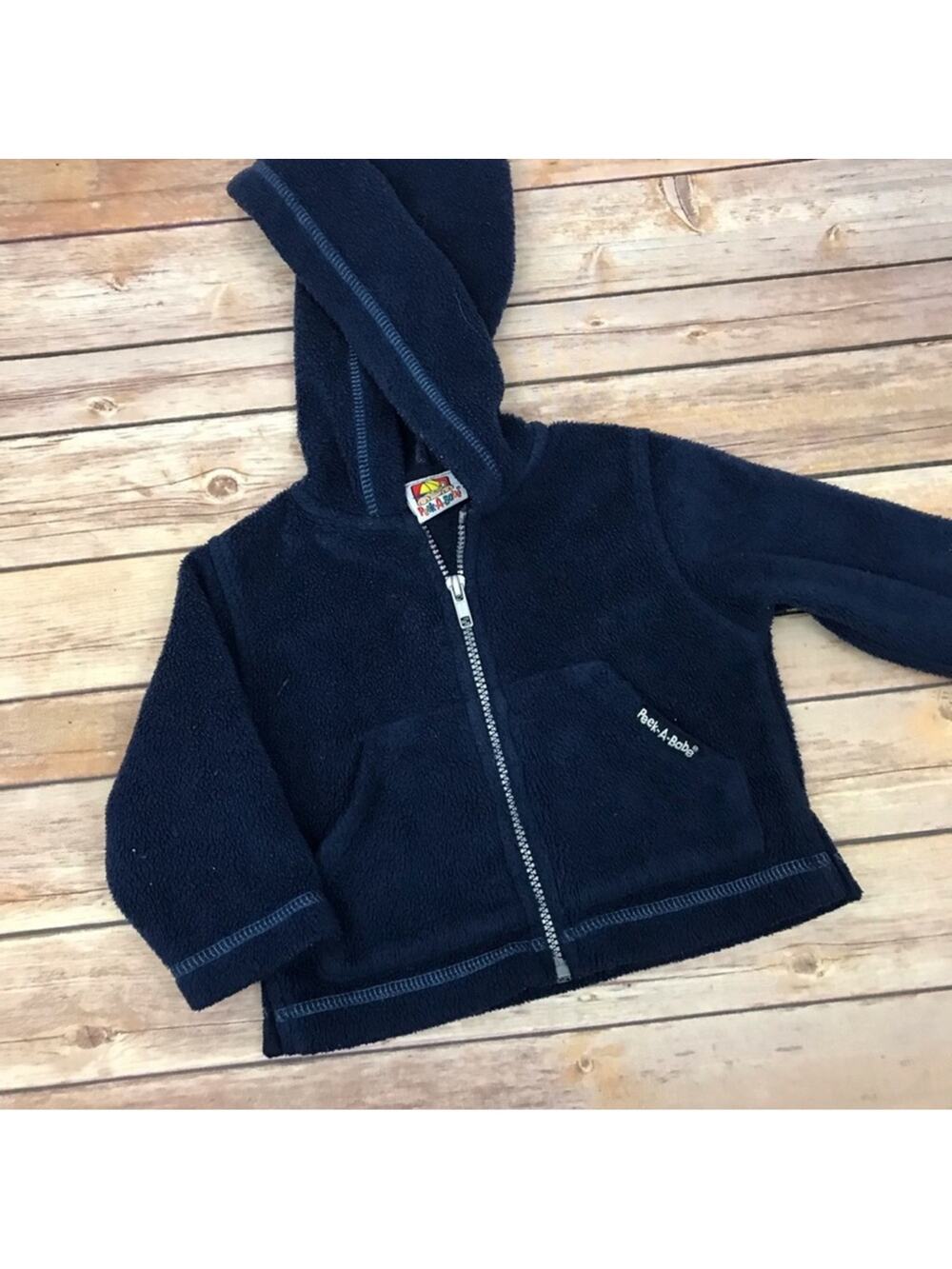 Peek-a-babe fleece Zipper Hoodie. 6-9 months. Good used condition! Vintage